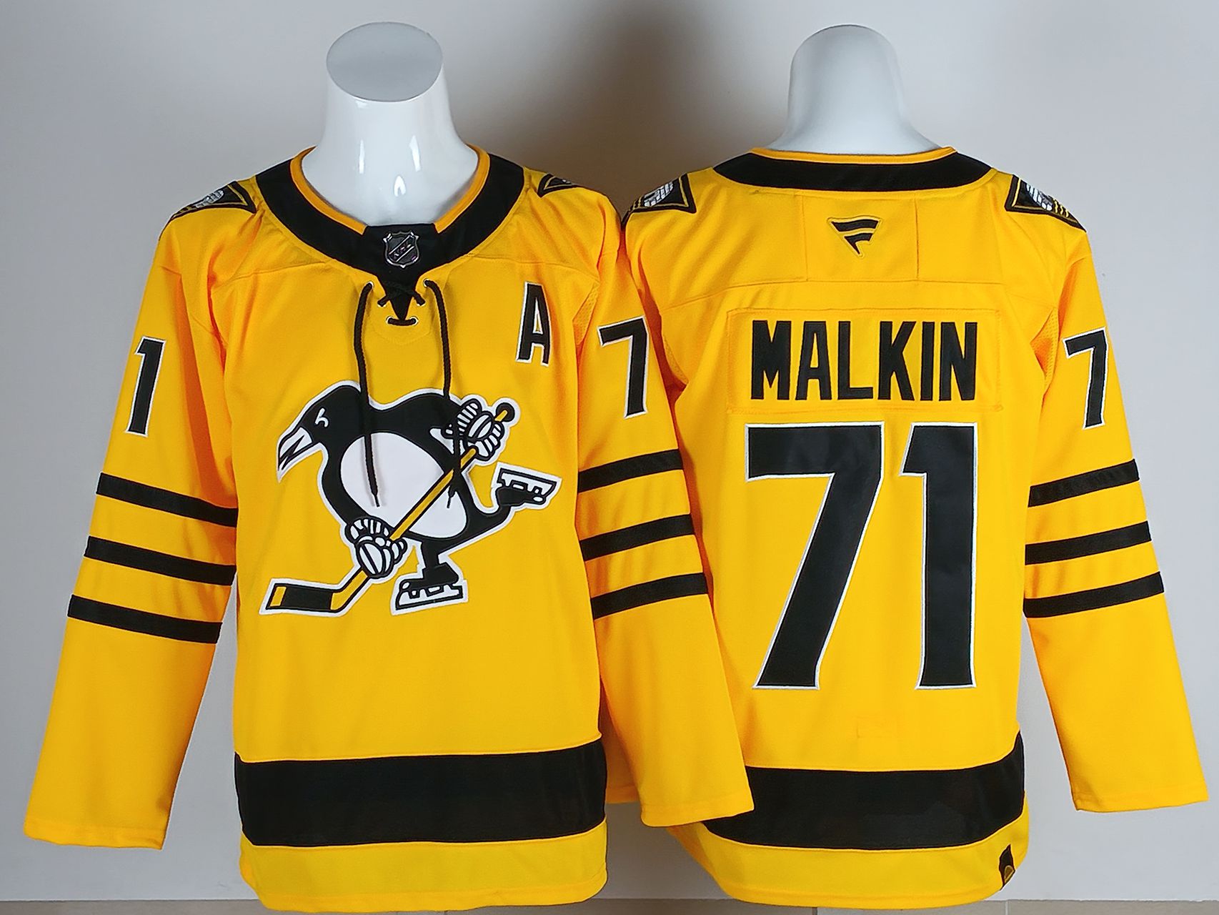 Men 2026 Pittsburgh Penguins #71 Malkin Yellow NHL Jersey style 01